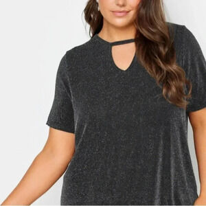 🆕Cut Out High Neck Form Glitter Top 3X🆕